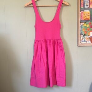 Zara NWT Bright Pink Scoop Neck Mini Dress